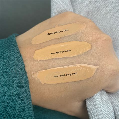 dior face and body swatch 2 warm olive|temptalia dior face foundation.